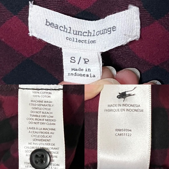 Beach Lunch Lounge Women's Red & Black Plaid Flannel Button Up Shirt Size Small - Picture 12 of 13